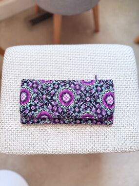 Vera Bradley Purple Floral Medallion Quilted Wallet